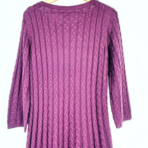 Jessica Howard JH Purple Cable Knit Crewneck Fit Flare Acrylic Sweater Dress XL - Picture 7 of 10